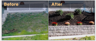 Wall and Plantings Before and After